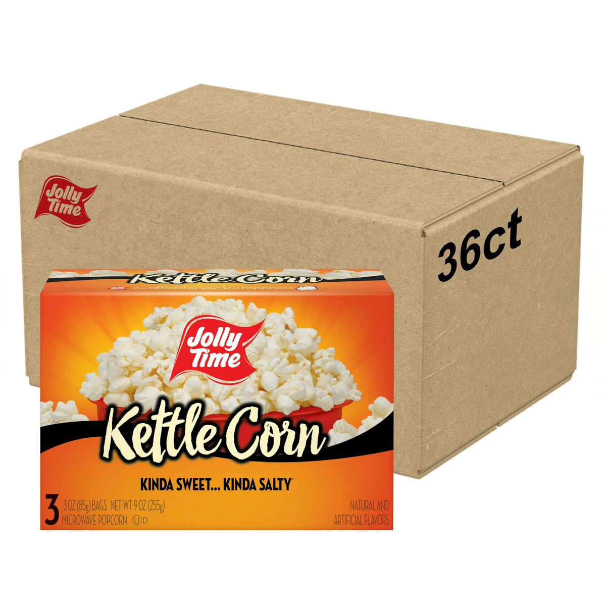 Jolly Time kettle corn festival glazed bag showing sweet and salty flavor