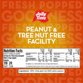 Stovetop popping with Jolly Time kernels for fluffy, crunchy results.