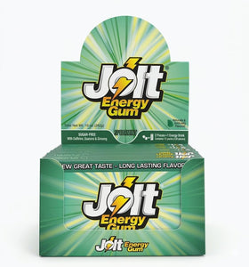 Jolt Energy Gum Spearmint box front, ready for a quick energy lift and minty freshness