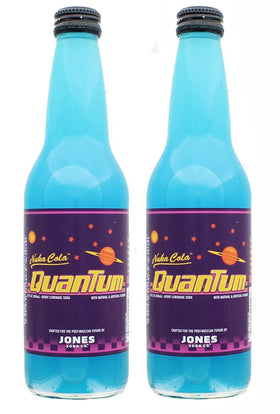 Jones Soda Fallout Nuka-Cola Quantum Berry bottle front view, perfect for nostalgic game nights.