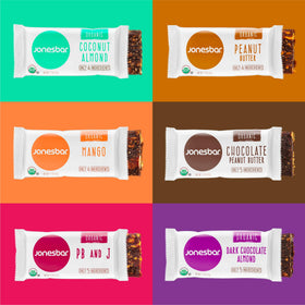 Jonesbar Coconut Almond bar close-up, clean ingredients for on-the-go mornings.