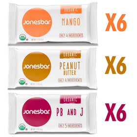 Jonesbar mango almond bar sliced to show chewy texture.