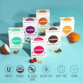 Jonesbar on-the-go snack setup, ideal for travel, school, and work.