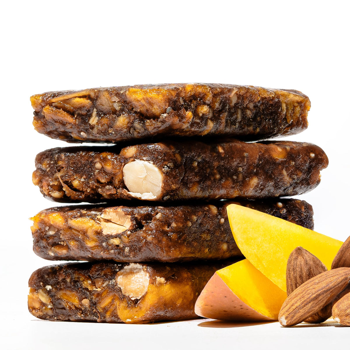 Jonesbar peanut butter jelly bar sliced, creamy center visible.
