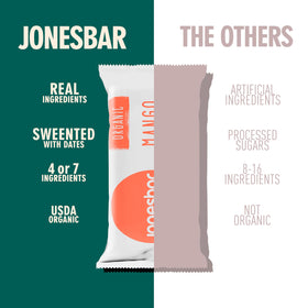 Jonesbar Peanut Butter and Jelly bar, nostalgic taste with simple real-food ingredients.