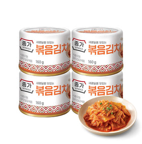 JONGGA Spicy Napa Kimchi in a 4-can pack, perfect for quick meals.