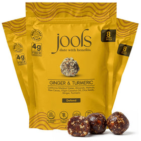 Jools High Fiber Date Bites close-up showing chewy texture for a fiber boost