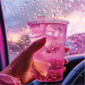 Jordan's Skinny Mixes Blueberry Lavender syrup bottle enhances iced tea with floral notes.