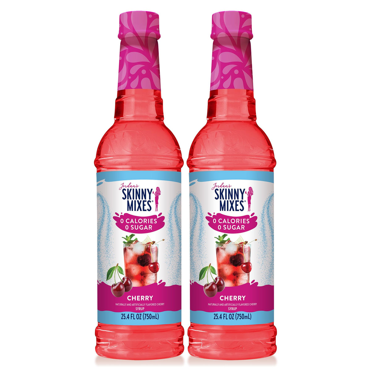 Jordan's Skinny Mixes Cherry Syrup bottle for versatile drink flavoring.