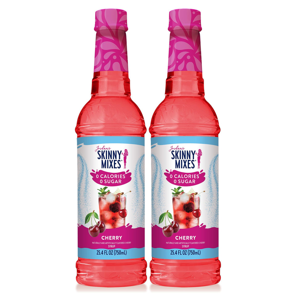 Jordan's Skinny Mixes Cherry Syrup bottle for versatile drink flavoring.