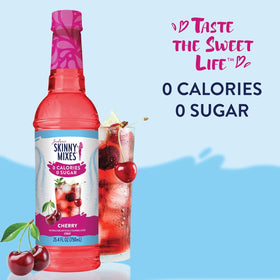 Jordan's Skinny Mixes Cherry Syrup glass with iced tea ready to flavor.