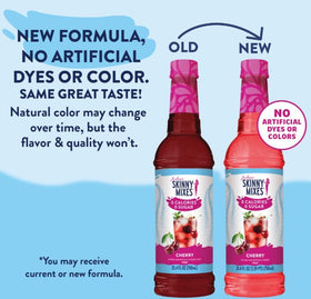 Jordan's Skinny Mixes Cherry Syrup label close-up highlighting cherry flavor.