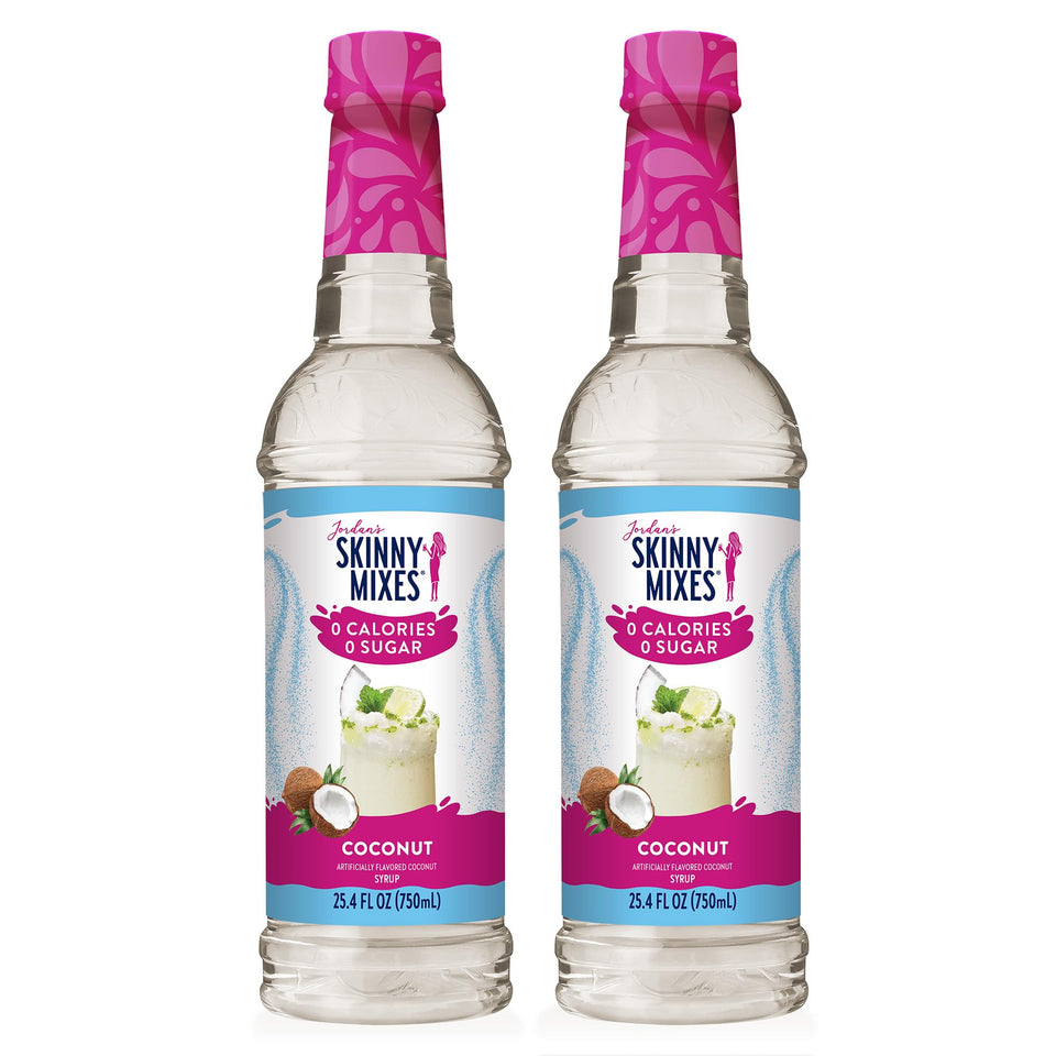 Jordan's Skinny Mixes Coconut Syrup bottle adds zero-calorie flavor to beverages