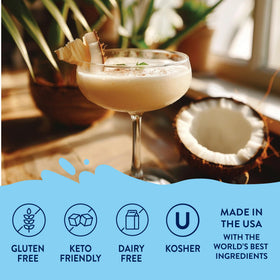 Jordan's Skinny Mixes coconut syrup in latte for creamy tropical twist.