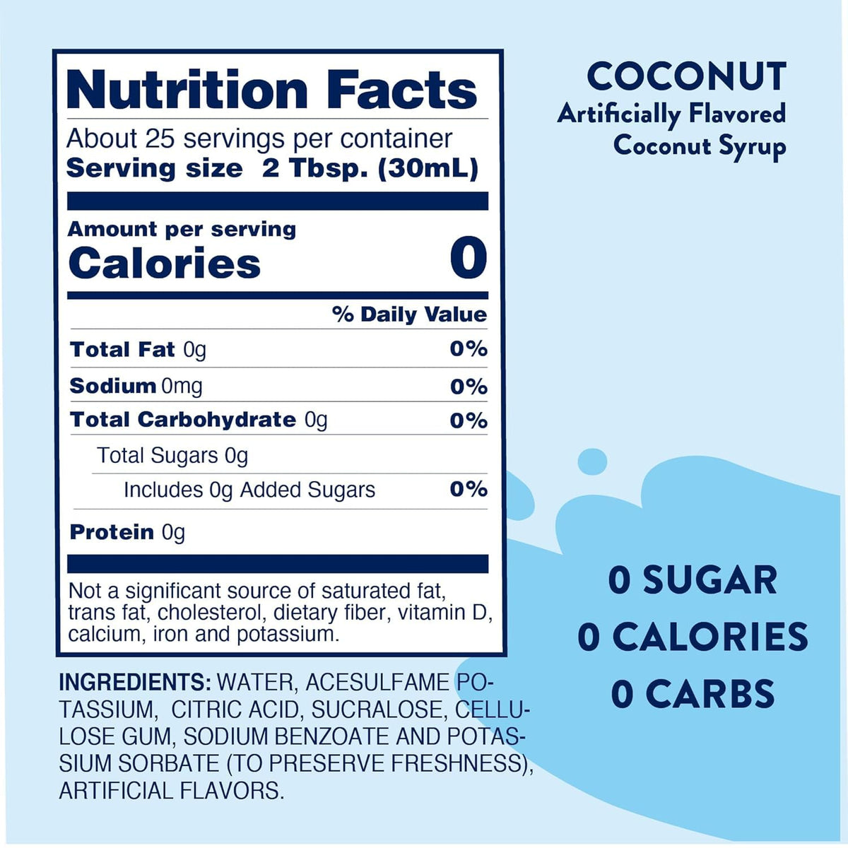 Jordan's Skinny Mixes Coconut Syrup pour transforms water into refreshing coconut drinks