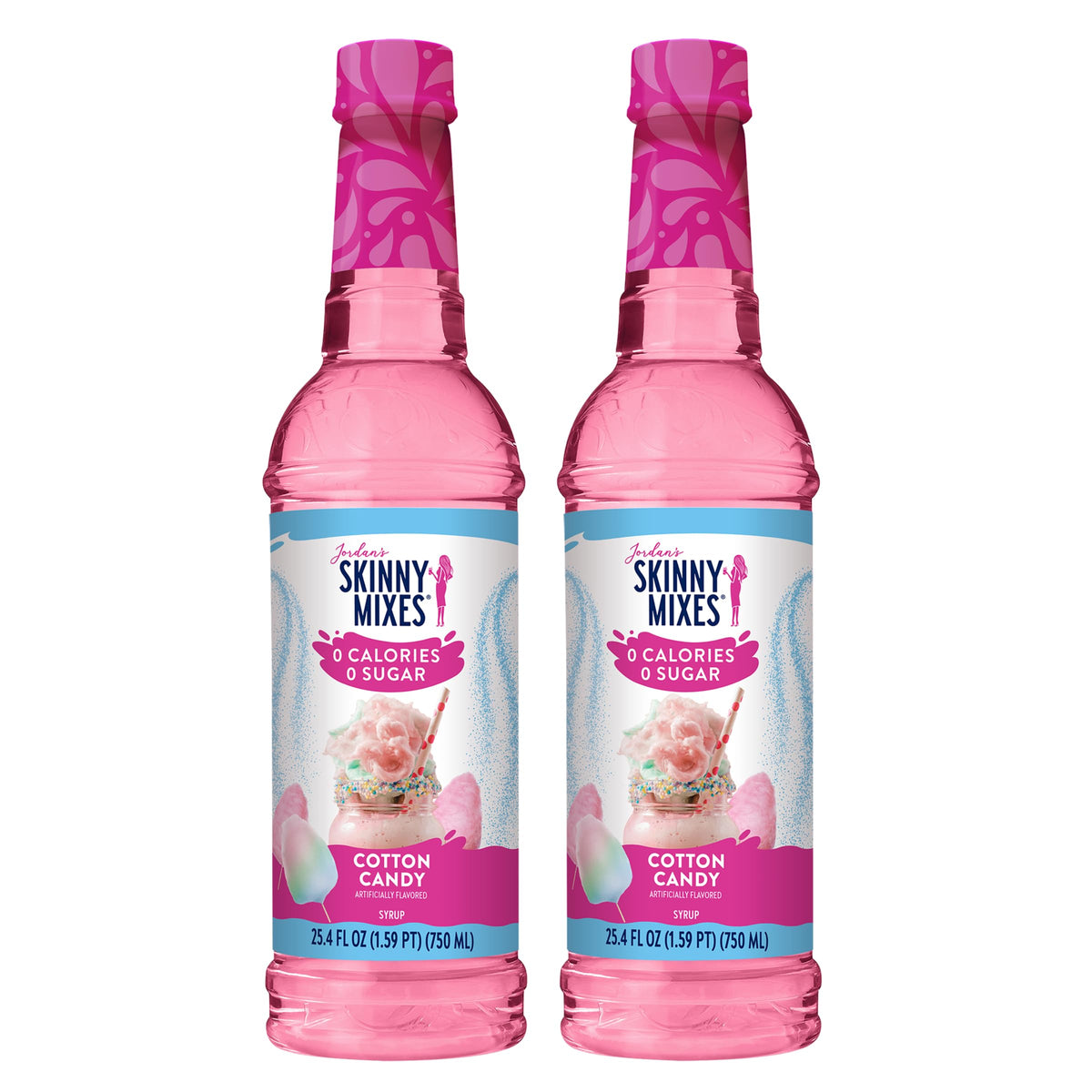 Jordan's Skinny Mixes Cotton Candy syrup bottle pour for sugar-free refreshment
