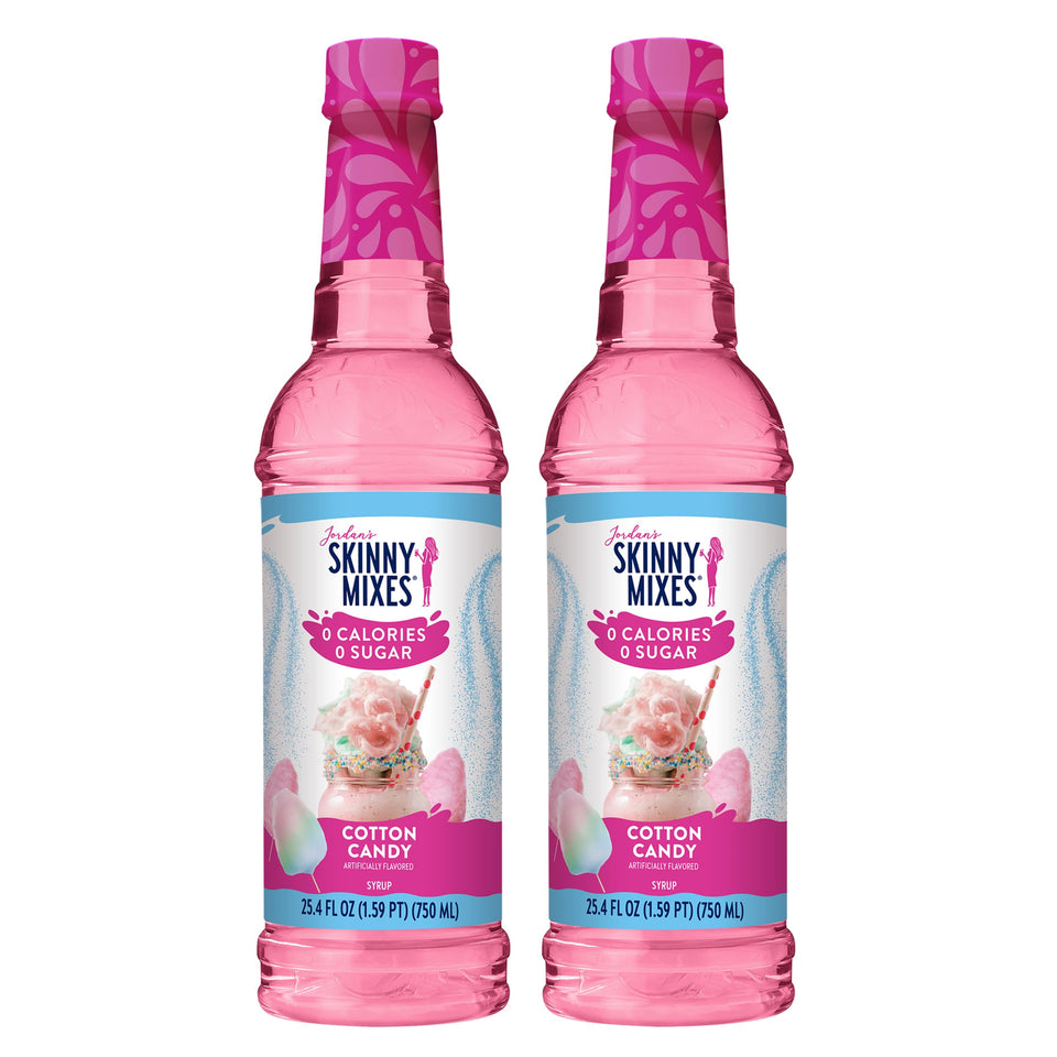 Jordan's Skinny Mixes Cotton Candy syrup bottle pour for sugar-free refreshment