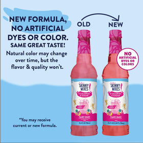 Jordan's Skinny Mixes Flavor Sampler label showcasing variety of fruit-flavored syrups.