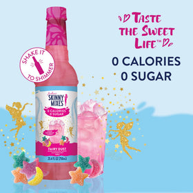 Jordan's Skinny Mixes Fruit-Flavored Syrup bottle on countertop, ready to sweeten water or tea.