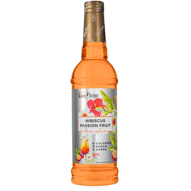 Jordan's Skinny Mixes Hibiscus Passion Fruit bottle front view, zero-calorie flavor for versatile drinks