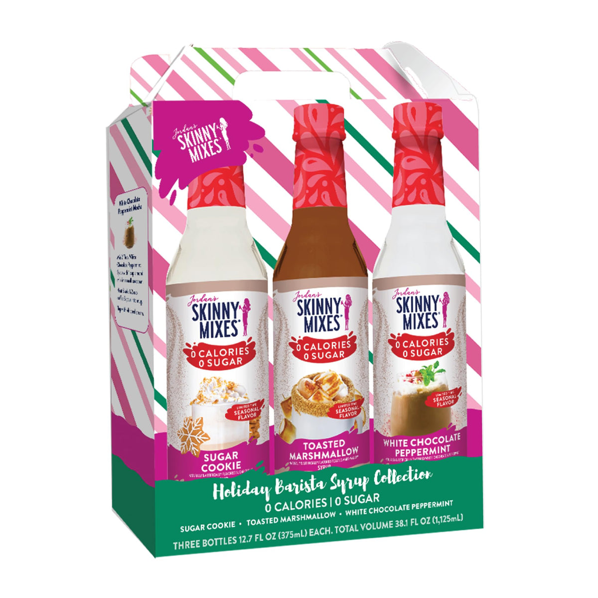 Jordan's Skinny Mixes holiday trio pack bottle—festive flavors for coffee and treats.