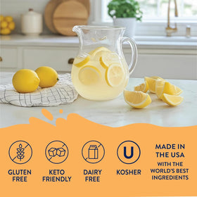 Lemonade Syrup being poured into a glass to elevate beverages with lemon flavor