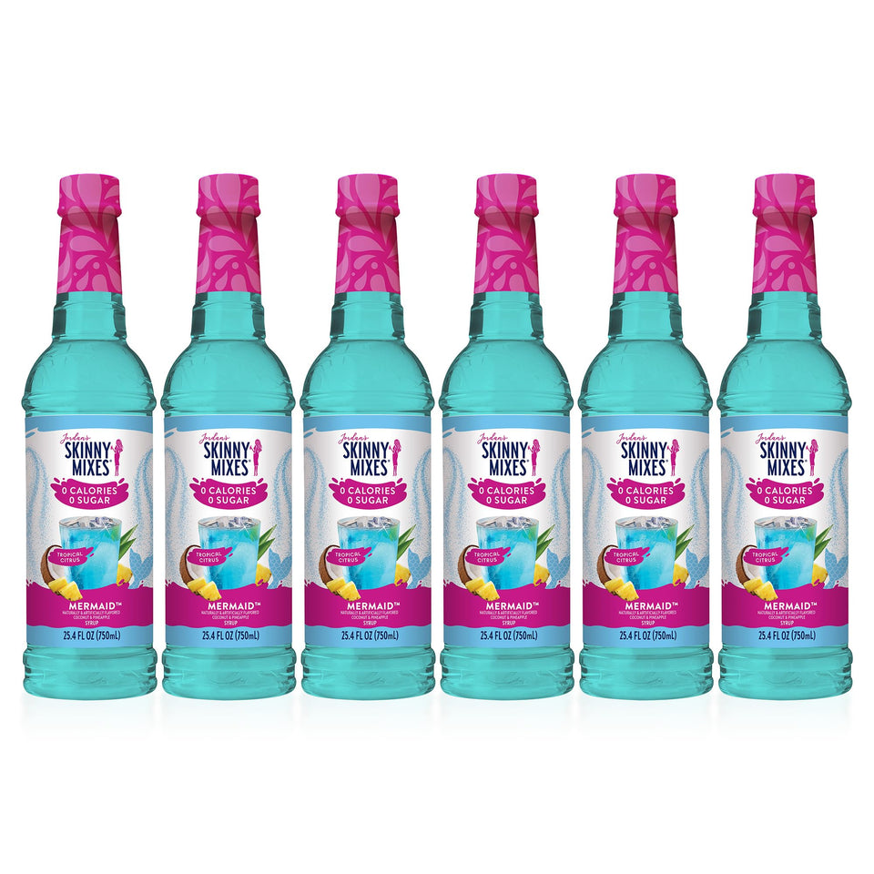 Jordan's Skinny Mixes Mermaid Syrup bottle pour boosts drinks with zero sugar
