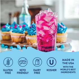 Jordan's Skinny Mixes Meyer Lemon Raspberry syrup bottle adds bright flavor to tea.
