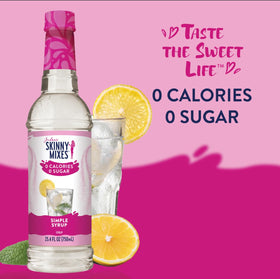 Jordan's Skinny Mixes monk fruit and agave syrup close-up, perfect for sweetening tea and lattes.
