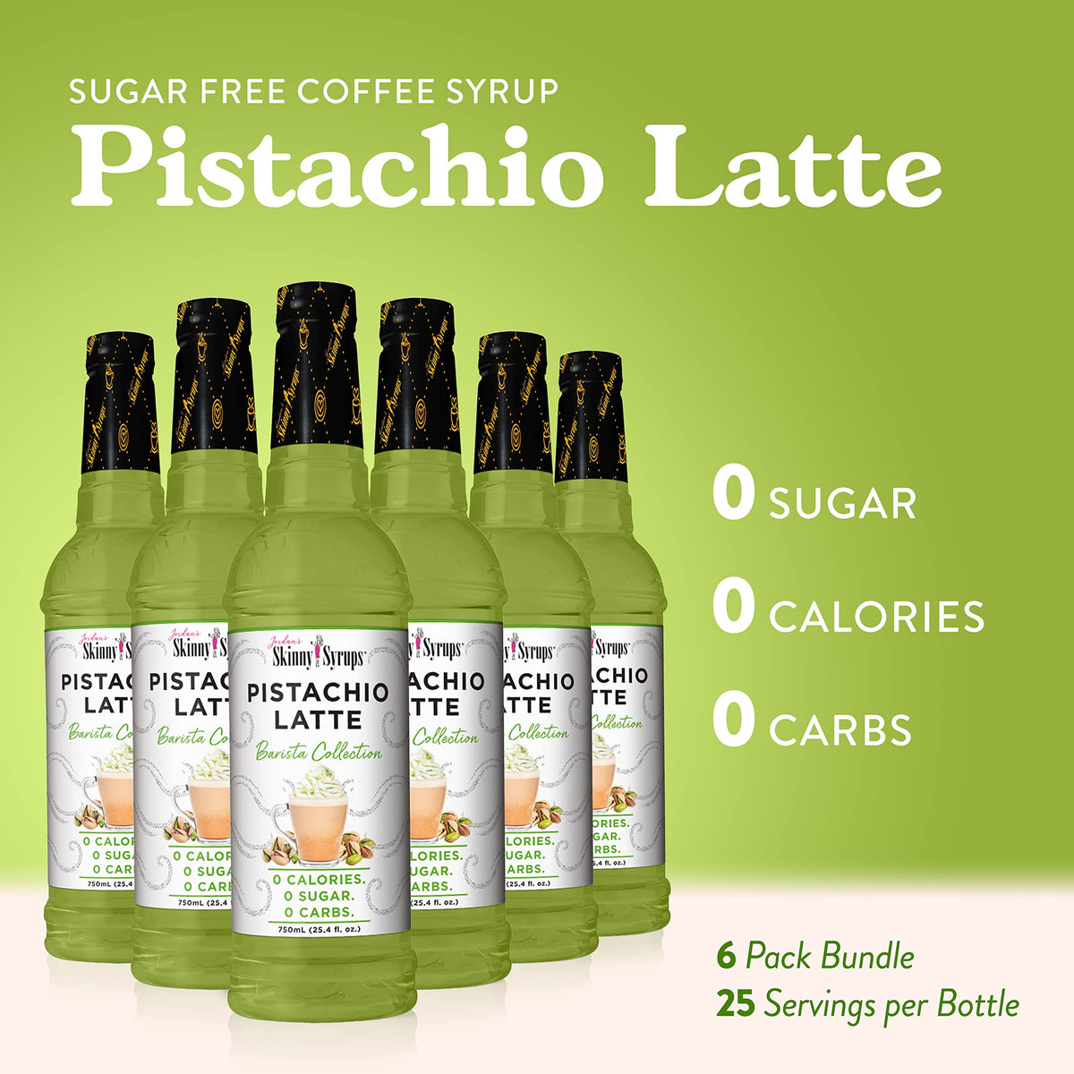Jordan's Skinny Mixes Pistachio syrup poured into coffee for rich, guilt-free flavor.
