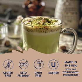 Pistachio latte featuring Jordan’s Skinny Mixes Syrup, keto-friendly sugar-free option