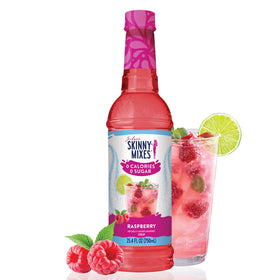 Jordan's Skinny Mixes Raspberry Syrup being dispensed into a cup for flavor without calories