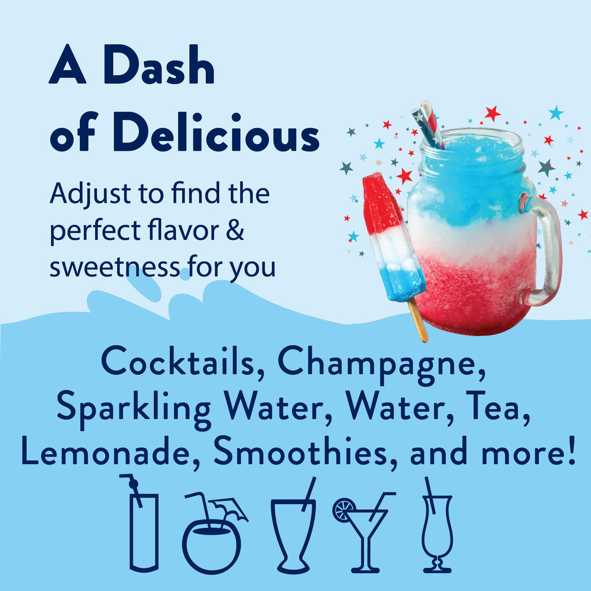Jordan's Skinny Mixes Rocket Pop syrup glass shows vibrant color and zero-calorie flavor.