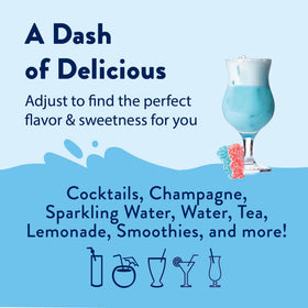 Jordan's Skinny Mixes Sour Blue Raspberry syrup in a glass with sparkling water