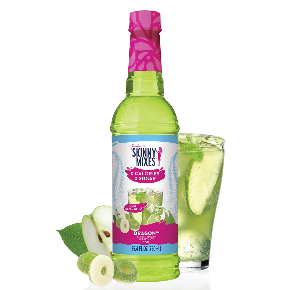 Jordan's Skinny Mixes Sour Green Apple syrup bottle upgrades sparkling water with crisp flavor