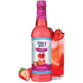 Jordan's Skinny Syrups Strawberry Syrup bottle shows zero calories and sugar-free flavor.