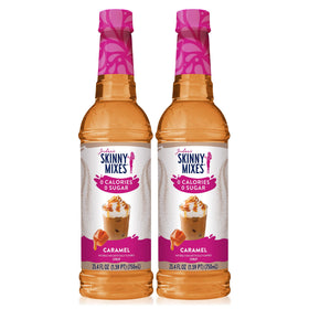 Jordan's Skinny Mixes sugar free coffee syrup bottle pour highlights zero calorie sweetness.