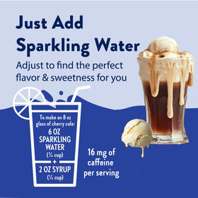 Pouring Jordan's Skinny Mixes syrup into iced tea for bright, sugar-free taste.