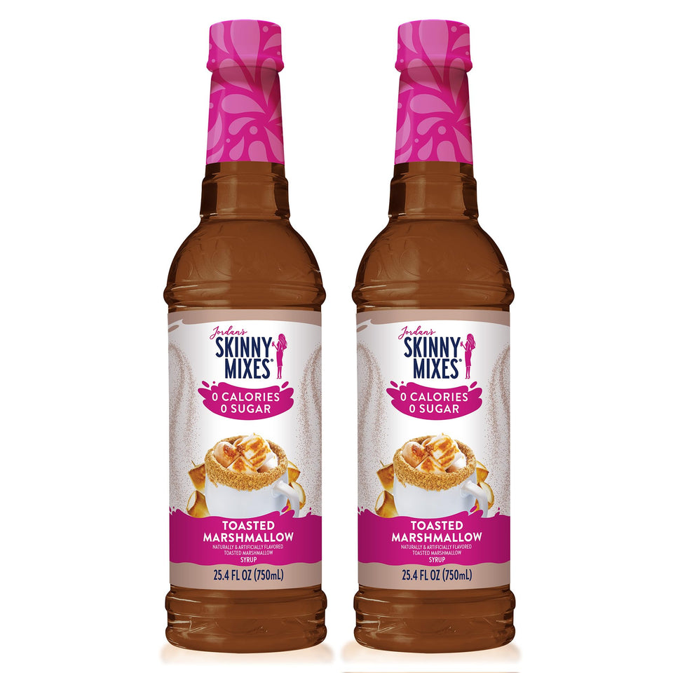 Jordan’s Skinny Mixes toasted marshmallow coffee syrup bottle with zero sugar for rich flavor.
