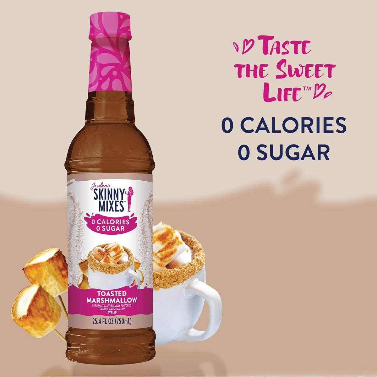 Jordan’s Skinny Mixes toasted marshmallow syrup pours smoothly into lattes for café-style flavor.