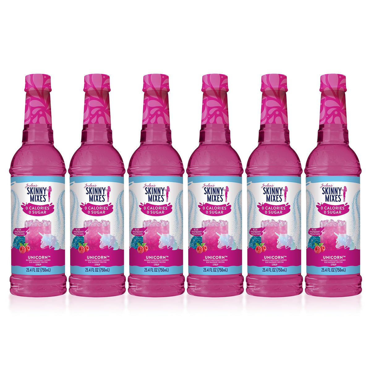 Jordan's Skinny Mixes Unicorn Syrup bottle ready to flavor water with zero calories.