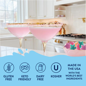 Jordan's Skinny Mixes Water enhancer glass with vibrant flavor splashes for refreshing hydration.