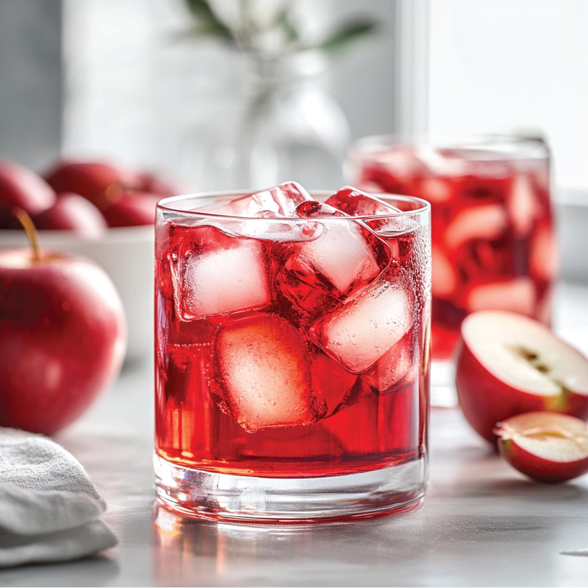 Pouring Jordan's Skinny Mixes Candy Apple Syrup over a drink for keto-friendly sweetness