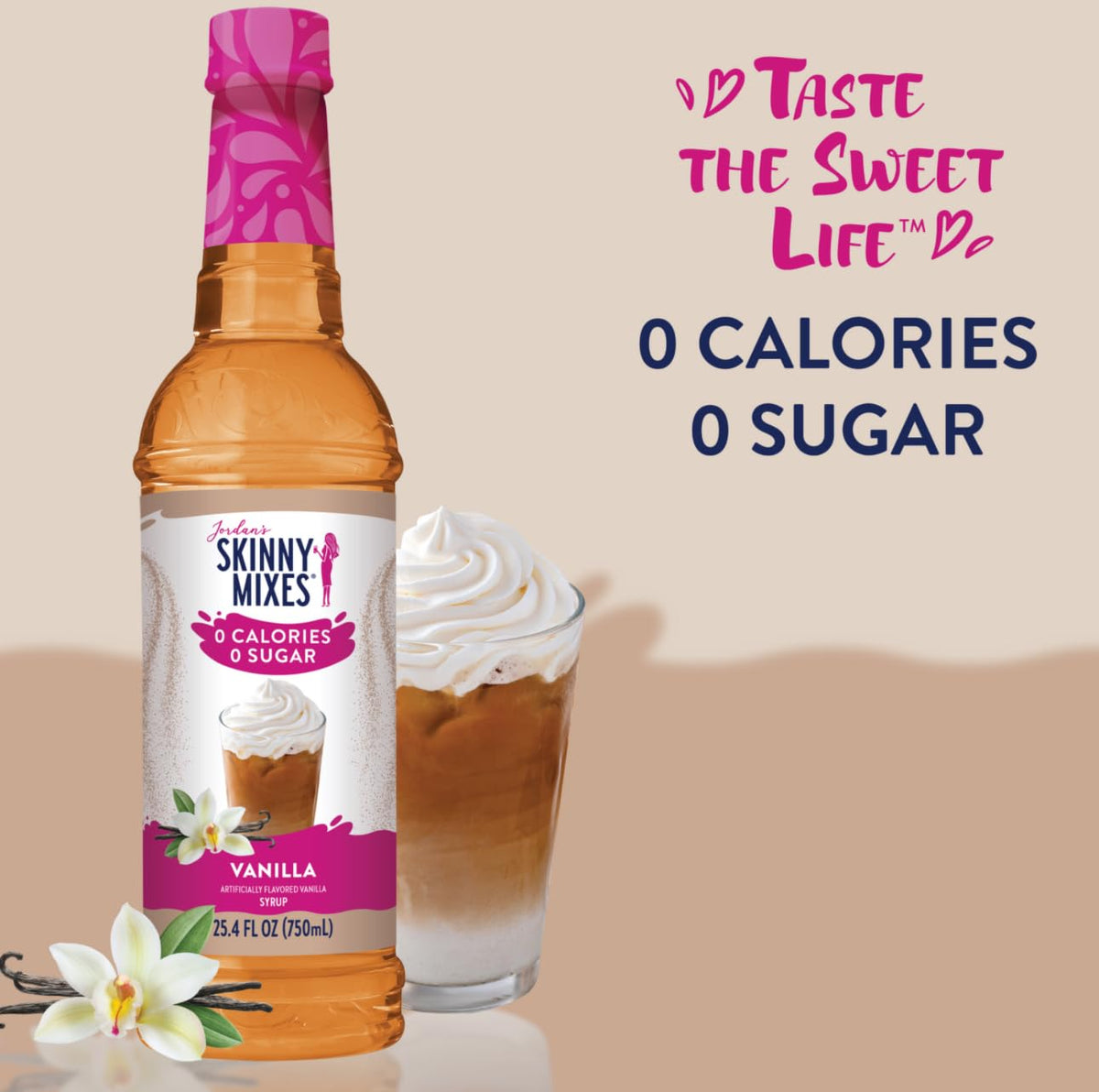 Coffee mug with Jordan's Skinny Syrups for a creamy, sugar-free latte.