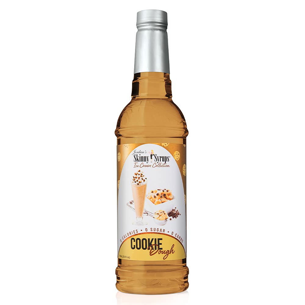 Jordan's Skinny Syrups cookie dough syrup bottle close-up highlights sugar-free flavor
