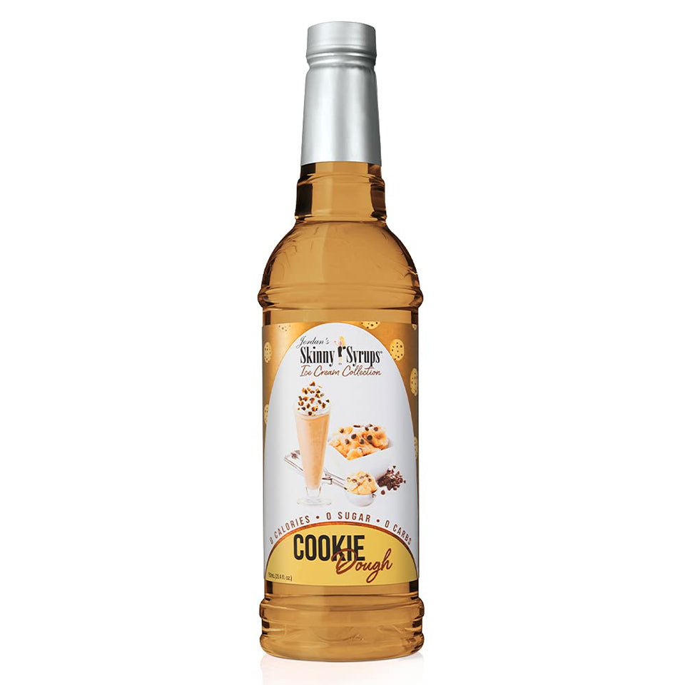 Jordan's Skinny Syrups cookie dough syrup bottle close-up highlights sugar-free flavor