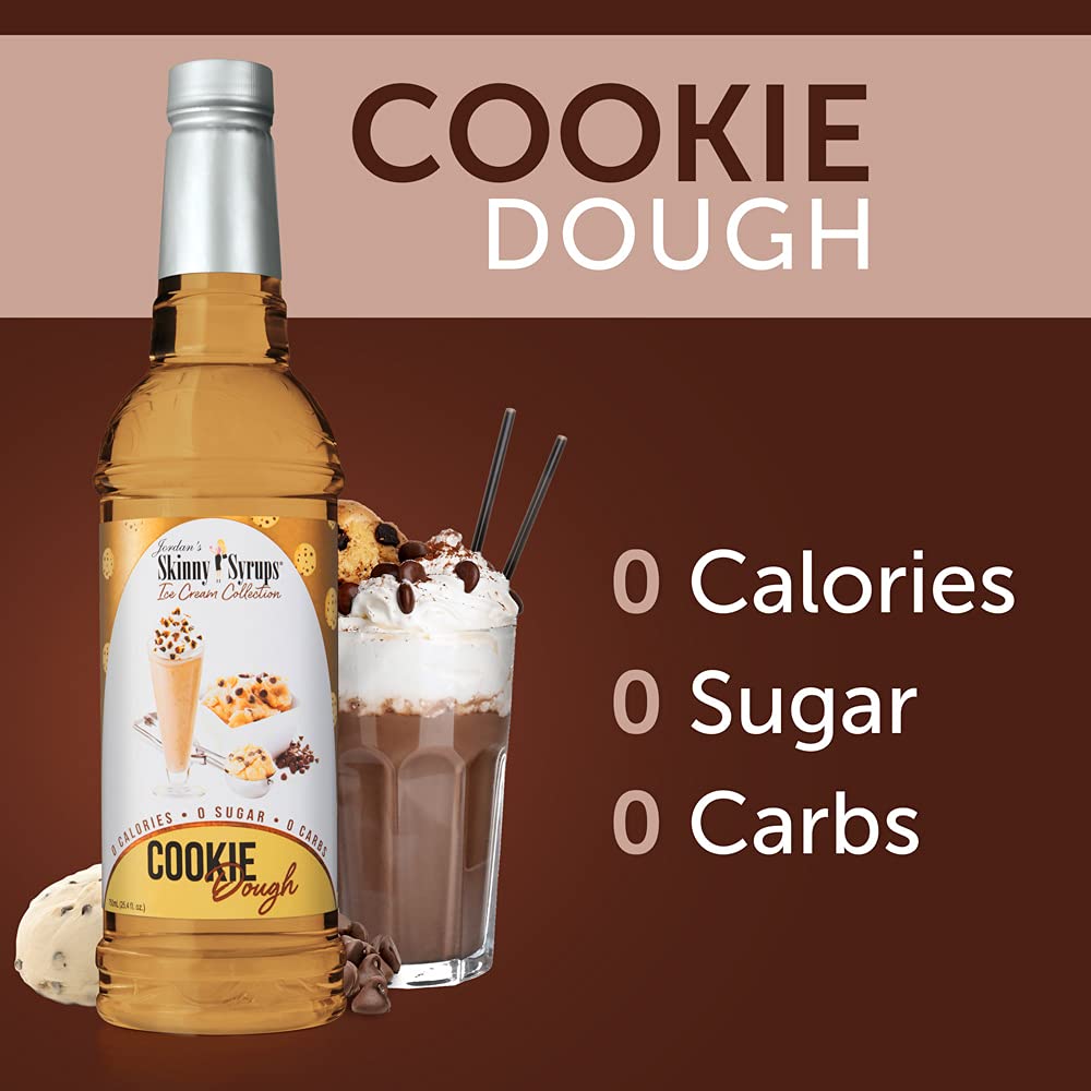 Jordan's Skinny Syrups cookie dough syrup label shows gluten-free ingredients