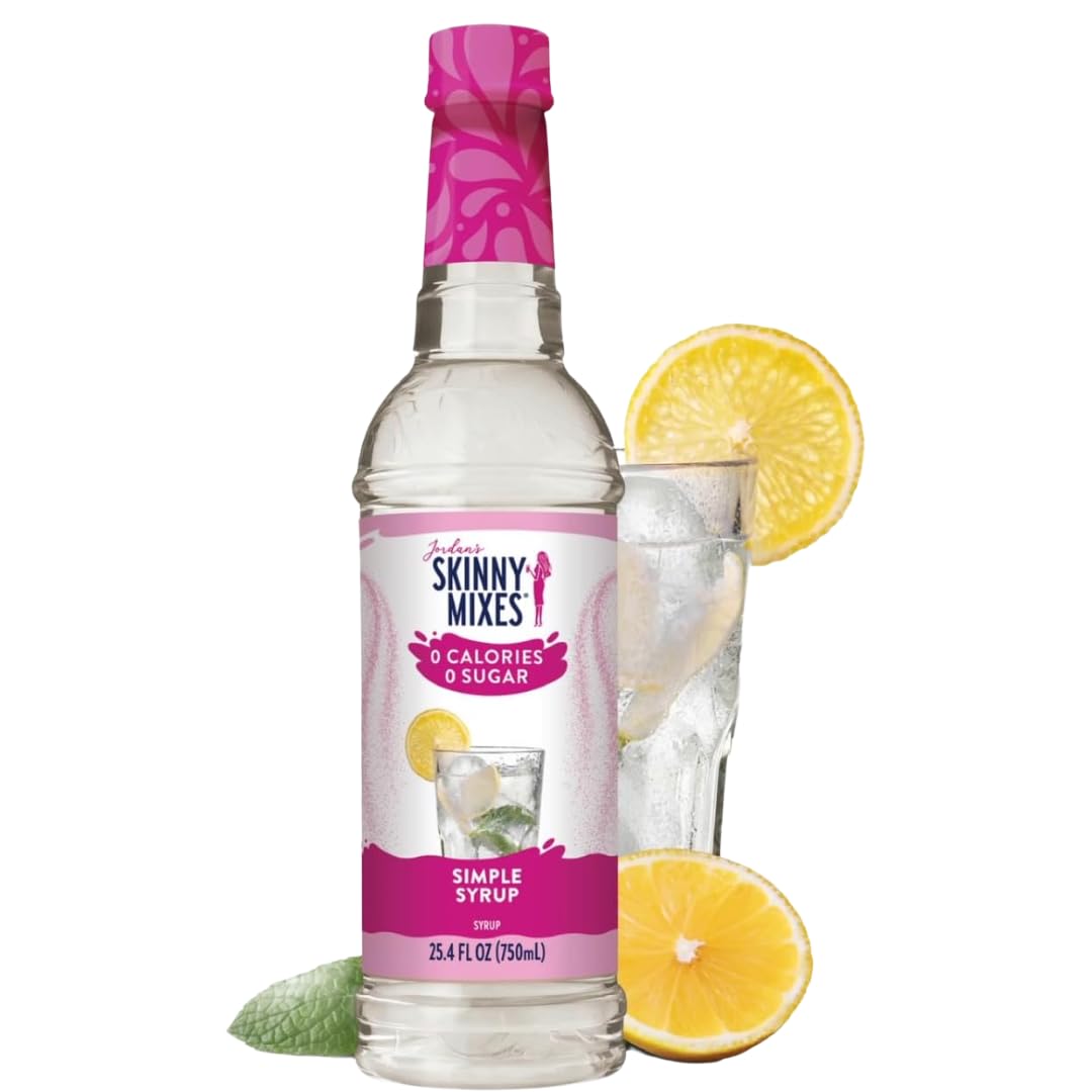 Jordan's Skinny Syrups bottle pouring into coffee for sugar-free flavor