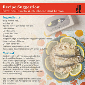 Sardines served on crackers with lemon, by Jose Gourmet, quick starter idea.