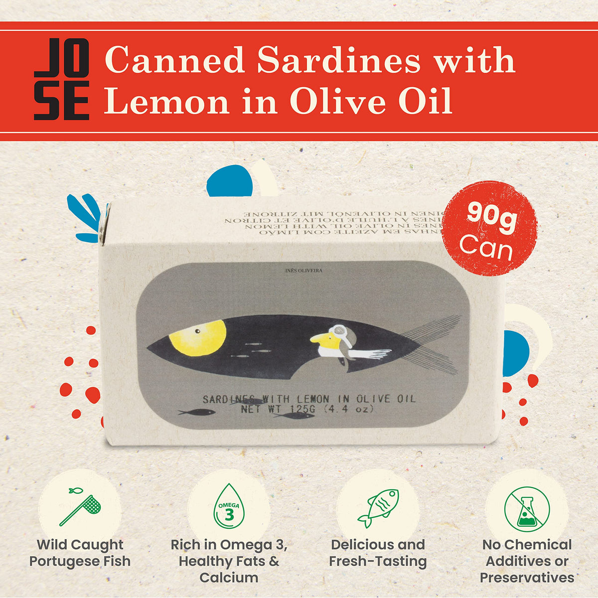 Close-up of Jose Gourmet sardines, wild-caught Portuguese, ideal for tapas.